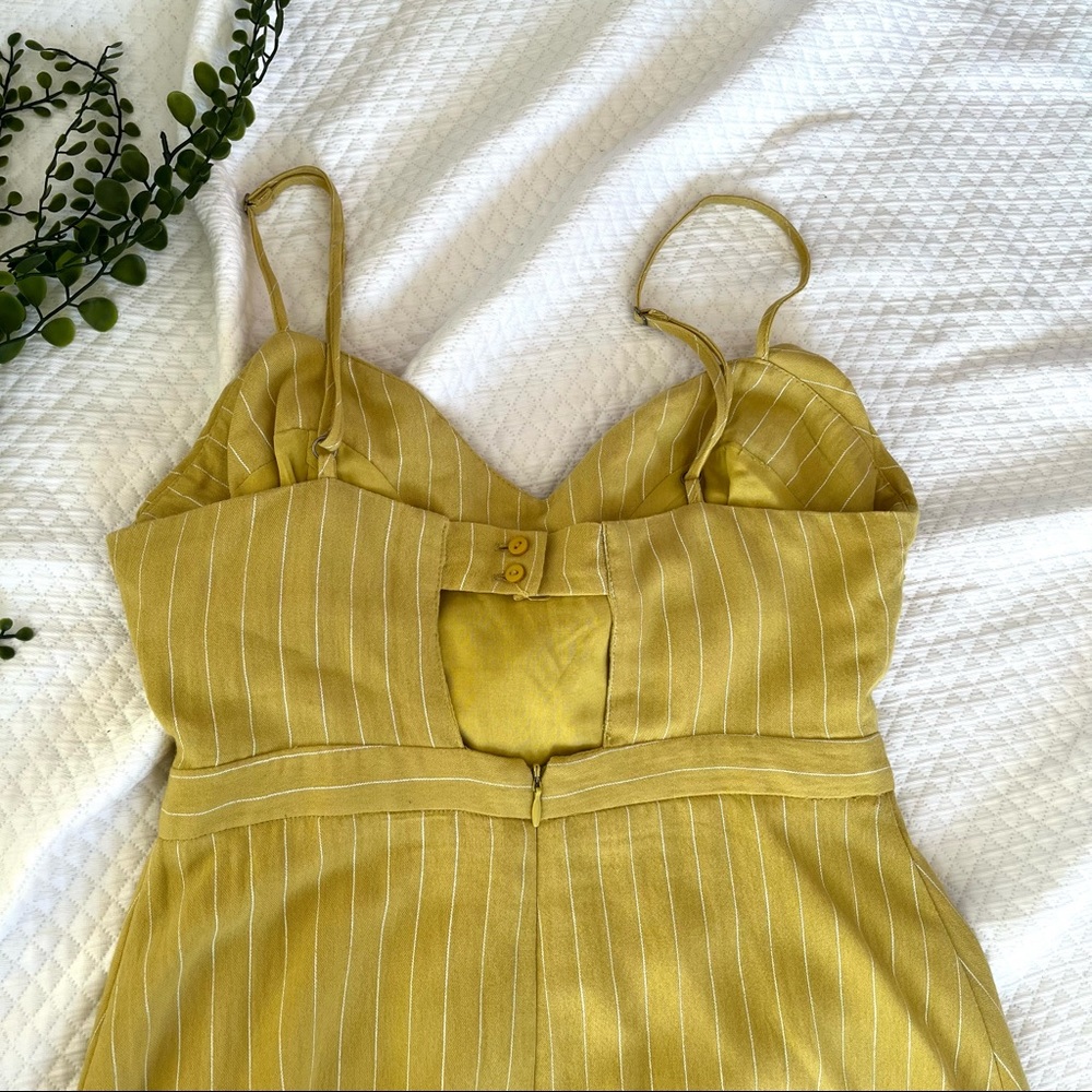Lush Midi Tie Dress Yellow Stripe Sleeveless - Picture 4 of 6